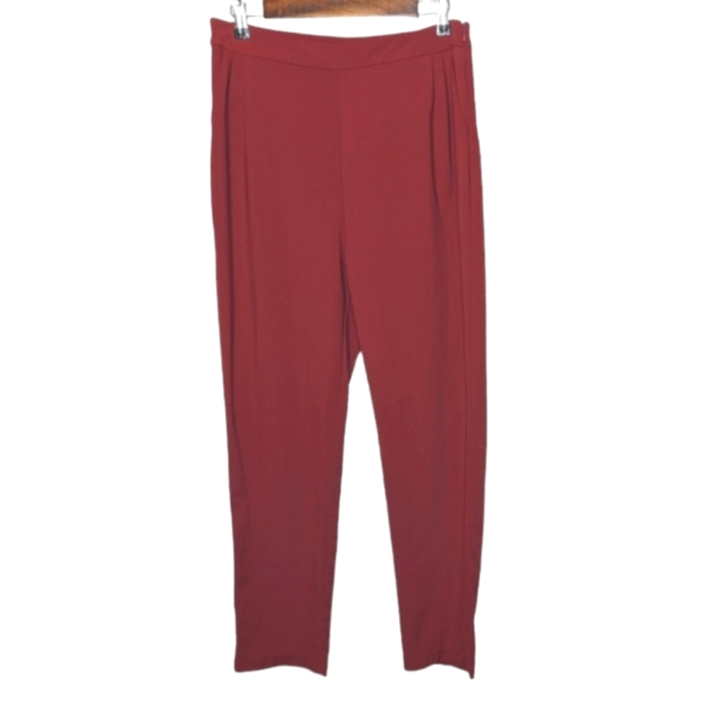 Lulu's Womens Maroon High Waist Casual Work Attire Straight Leg Pants Size Large